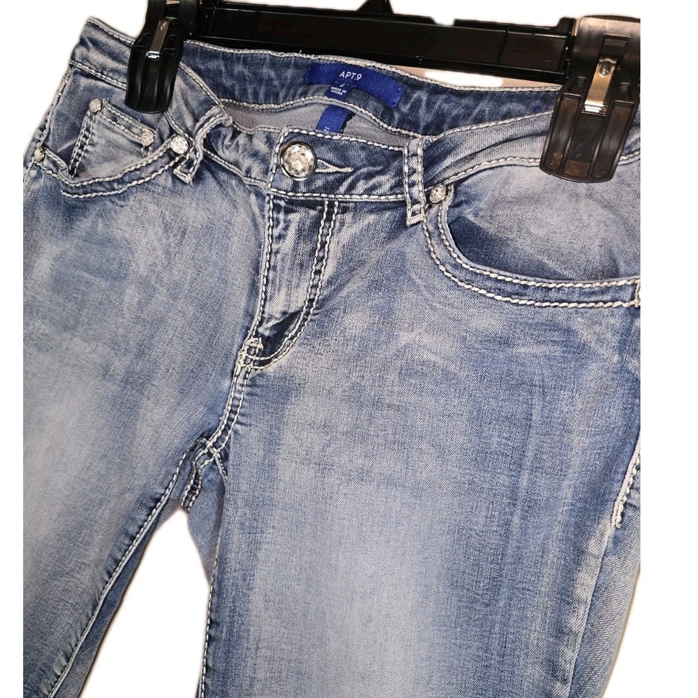 Apt 9 Womens Denim Jean Pants Bling Buttons Accent Pockets